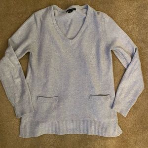 Tahari V-Neck Powder Blue Tunic Sweater Top Large